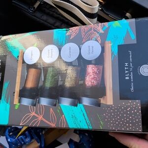 Spice Rack with Black and Silver Jars